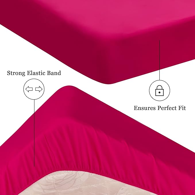 Sufdari King Size Mattress Protector,Waterproof Mattress Cover,18" Deep Pocket Mattress Protector,Dust Proof Bed Protector for Dogs/Cats/Pets/Kids-Deep Pink,King