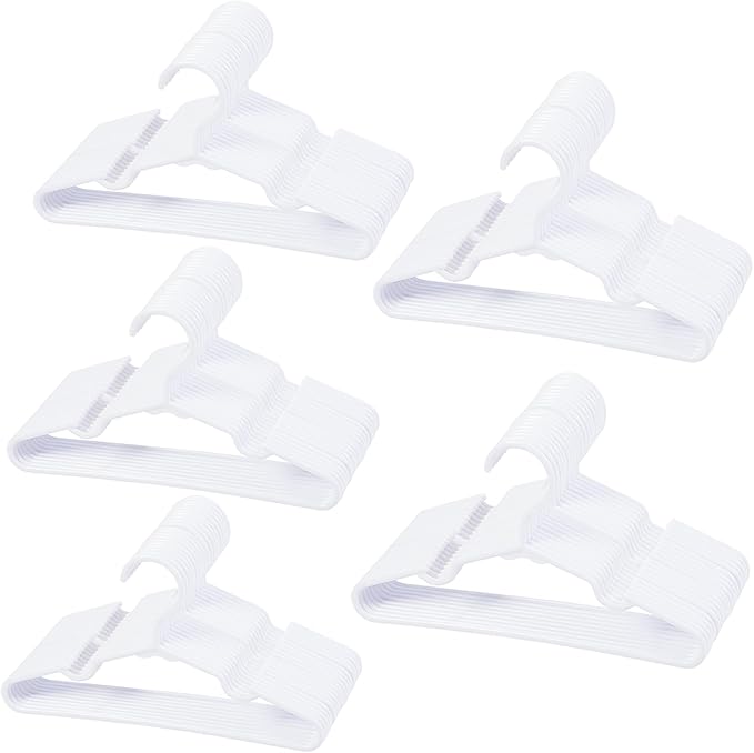 120-Piece White Plastic Baby Nursery Closet Hangers, Anti-Slip Laundry Infant Pant Hanger for Newborn Clothes Gift, Ultra-Thin Hanger for Girl Boy Toddler by VIIBASE