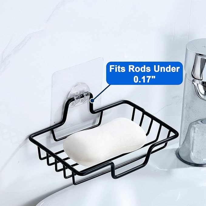 4 Packs Shower Caddy Adhesive Replacement, Strong Adhesive Hooks for Shower Caddy Kitchen Racks, No Drilling Transparent - Image 6