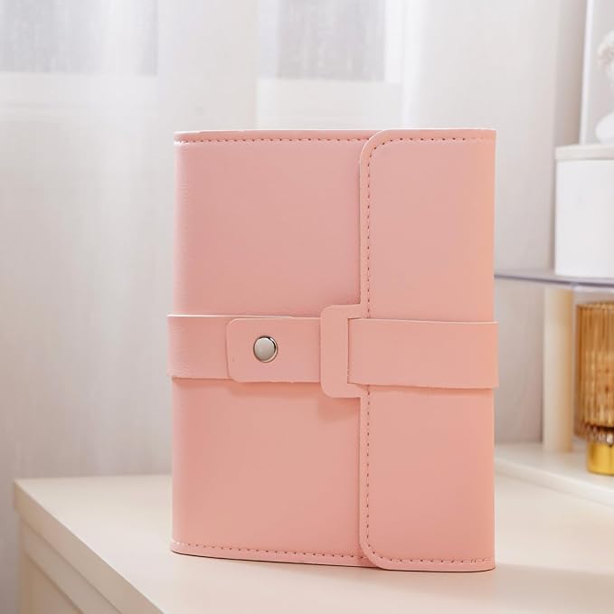 LAKE OF FIRE Earring Holder Organizer with Foldable Book Design Jewelry Book Organizer, Portable Pu Leather Travel Earring Case(Pink) - Image 6