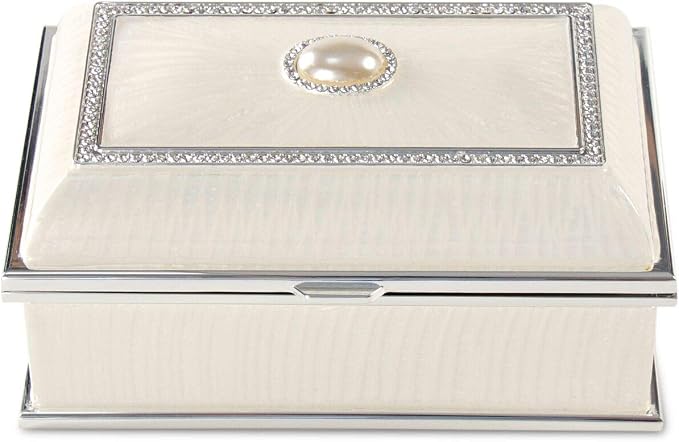 LASODY Rectangular Pearl Metal Jewelry Box Jewelry Organizer Box Jewelry Chest,Trinket Boxes For Women,Mother Day Anniversary Wedding Gifts by LASODY