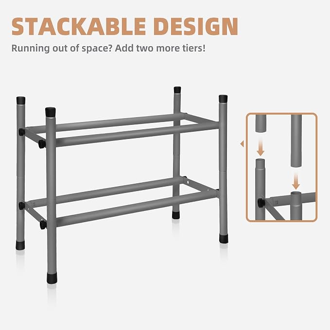 STORAGE MANIAC Expandable Shoe Rack, 4 Pairs Stackable Small Shoe Rack, Metal Adjustable Shoes Organizer for Closet, Entryway, Hallway, Garage, Front Door, Shoes Shelves, Black 1 Tier - Image 5