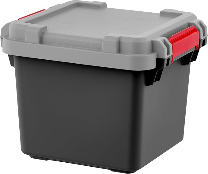 IRIS USA 4 Pack TrailBox, 8 Gallon Lockable Storage Trunk Box, Truck Bed Bin Heavy-Duty Containers Camping Gear, Adventure Chest - Dark Gray/Gray - Image 2