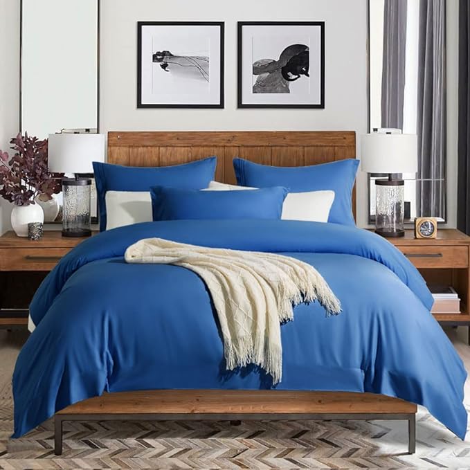 SONORO KATE Bed Sheet Set Super Soft Microfiber 1800 Thread Count Luxury Egyptian Sheets 16-Inch Deep Pocket Wrinkle and Hypoallergenic-4 Piece(Queen, Navy Blue)