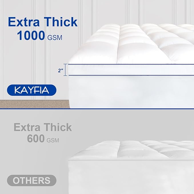 Queen Mattress Topper,Extra Thick Mattress Pad Cover for Deep Sleep,3D+7D Snow Down Alternative Fill Overfilled Plush Pillow Top Mattress with 8-23 Inch Deep Pocket-White