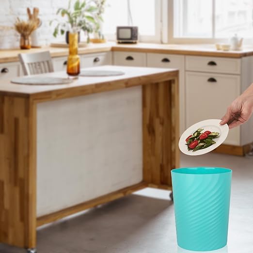 UUJOLY Plastic Small Trash Can Wastebasket, Garbage Container Basket for Bathrooms, Laundry Room, Kitchens, Offices, Kids Rooms, Dorms, (Light Blue, 1.8 Gallon) - Image 5