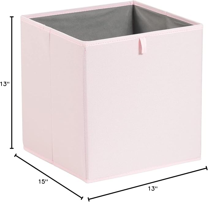 Amazon Basics Collapsible Cube Organizer Bins, Closet Storage Organizer Baskets for Shelves, Space-Saving, 13" x 15" x 13", Peony Pink, Pack of 6 - Image 6