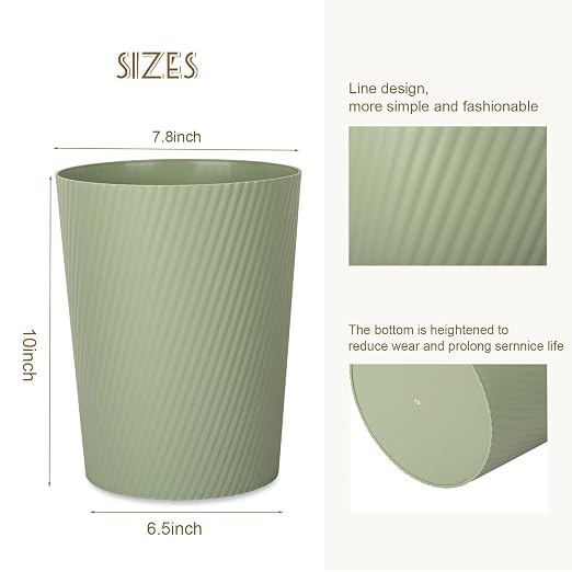 UUJOLY Small Trash Can Wastebasket Garbage Can Container Bins for Bathrooms, Laundry Room, Kitchens, Offices, Kids Rooms, Dorms (Mint Green) - Image 3