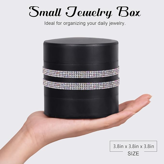 CONBOLA Jewelry Holder Organizer, Christmas Gifts Ideas for Women, Small Jewelry Storage Box Earring Holder, 5-Layer Rotating Jewelry Storage Tray with Lid for Bracelets Rings Bracelets - Image 2