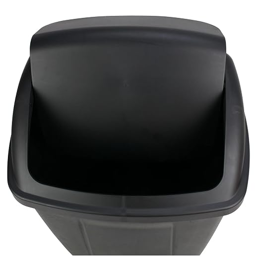 13-Gallon Black Plastic Kitchen Trash Can with Swing Top Lid - Image 4