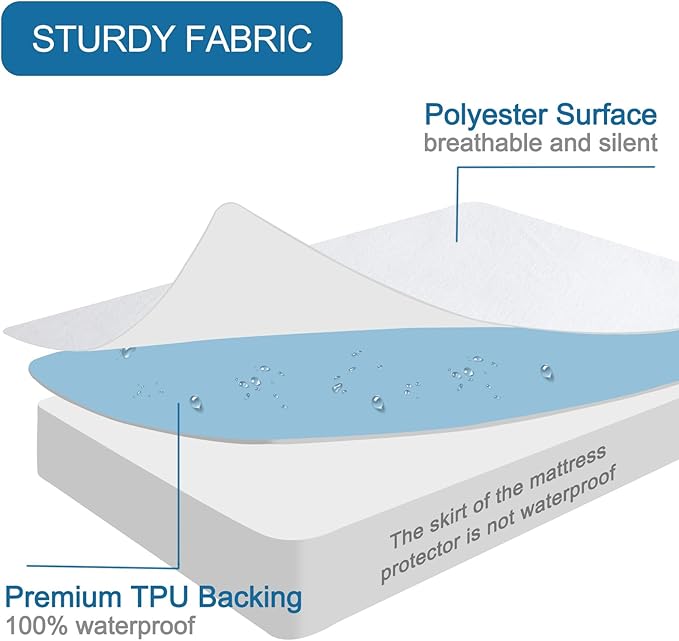 SPRINGSPIRIT Full Size Waterproof Mattress Protector, Full Mattress Cover Pad Waterproof with Deep Pocket up to 14’’, Bed Fitted Sheet (Pack of 2)