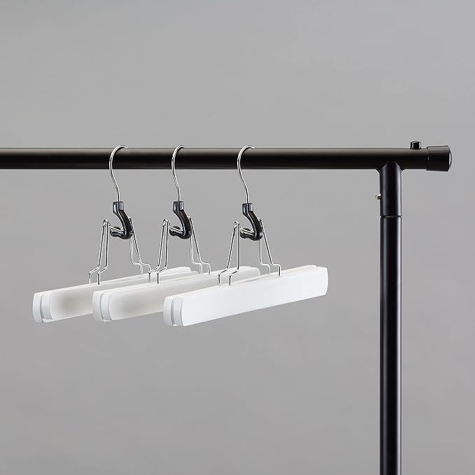 Amazon Basics Wooden Pants Hangers Closet Organizer, White, 10-Pack - Image 7