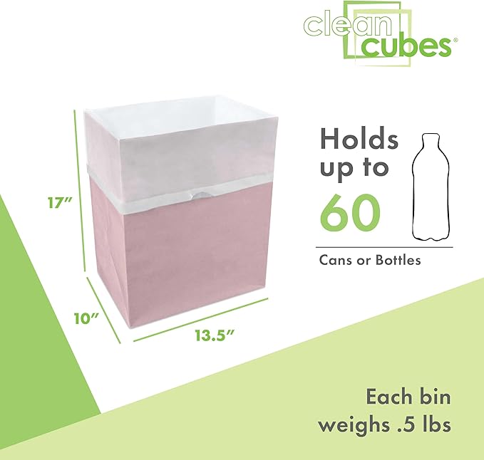 Clean Cubes 13 Gallon Disposable Pop-Up Trash Cans (3-Pack) with Fitted Bags – Foldable Garbage & Recycling Bins for Parties, Events & Kitchen (Pink, 17" H x 13.5" W x 10" D) - Image 4