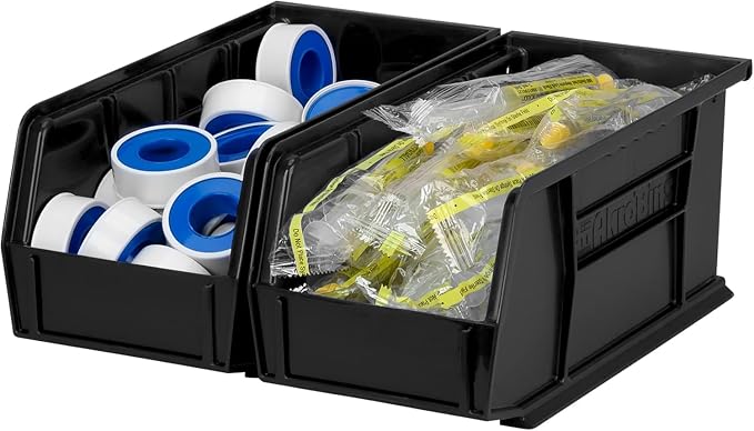 Akro-Mils 30230 AkroBins Plastic Storage Bins, Space-Saving Stackable Bins for Garage, Pantry, Craft Organization, 11" x 5" x 5", Black, 12-Pack - Image 12