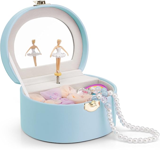 VLANDO Bithday Gift for Girl - Musical Jewelry Box for Girls, Small Kid Music Box with Ballerina for Party Bedroom Decor, Gifts for Girls Kids - Blue by VLANDO