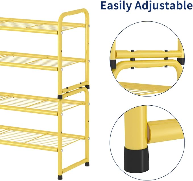 SUFAUY 2-Tier 33" Wide Shoe Rack, Closet Metal Wire, Stackable, Gold - Image 8