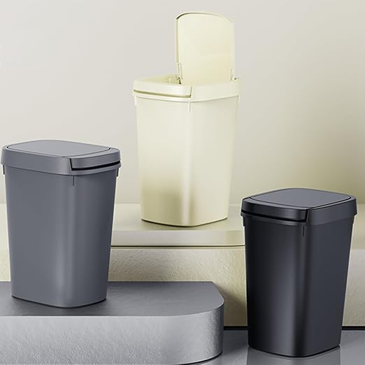CEROELDA 3 Pack Slim Bathroom Trash Can, 10L/2.6 Gal with Press Top and Pop-up Lid, Plastic Wastebasket for Toilet, Office, Bedroom (Black) - Image 7