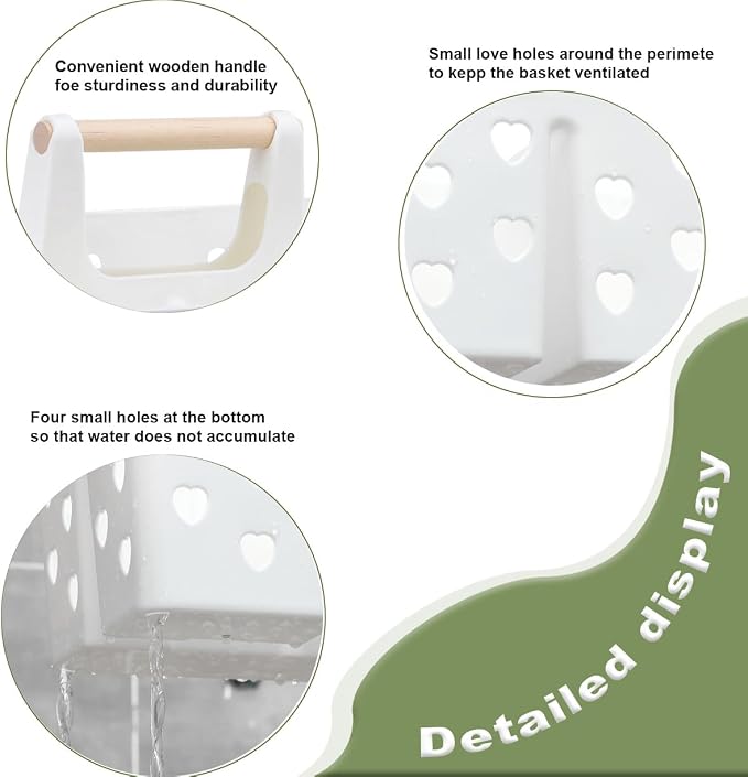 Anyoifax Portable Shower Caddy Plastic Basket Organizer Divided Bathroom Storage Tote With Handle for College, Dorm Room, Kitchen, White - Image 4