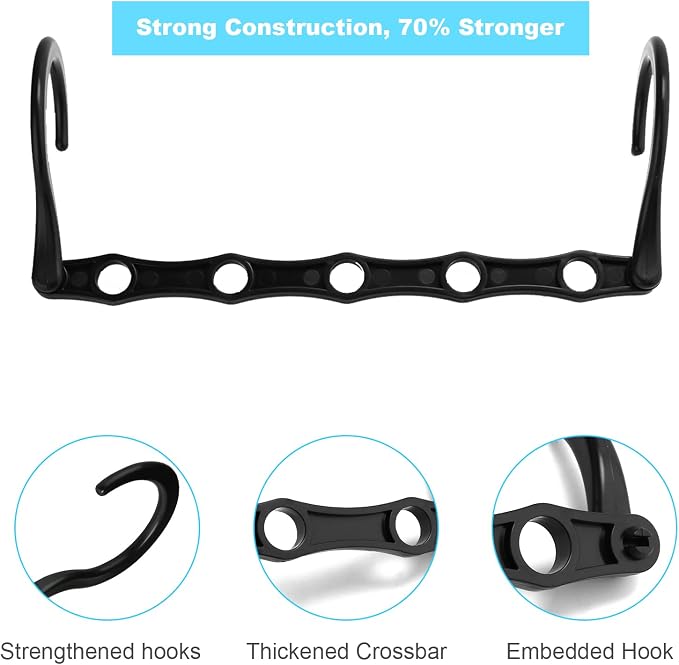 DUCOO Space Saving Hangers 10 Pack, Heavy Duty Magic Cascading Hanger Organizer with 5 Enclosed Anti-Slip Holes, Closet Organizers and Storage for Clothes, College Dorm Room Essentials, Black - Image 5