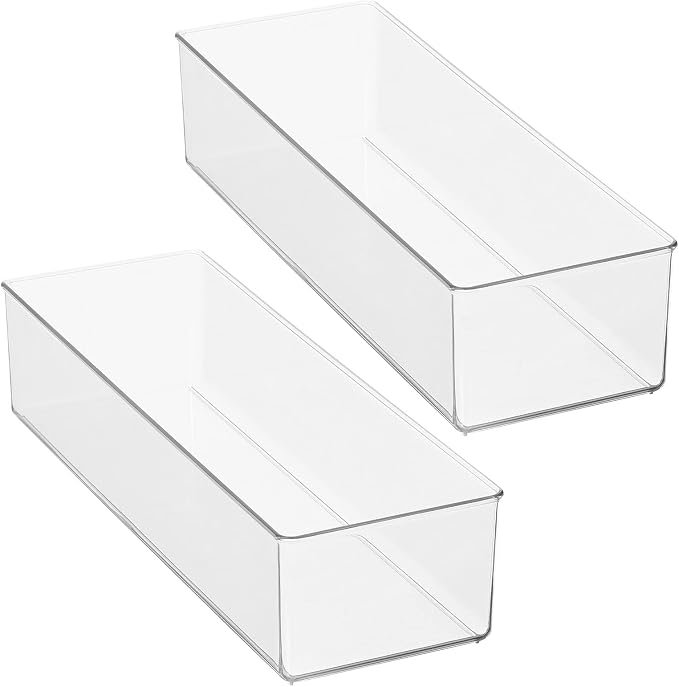 mDesign Plastic Drawer Organizer Box, Long Storage Organizer Bin Container; For Closets, Bedrooms, Use for Leggings, Socks, Ties, Jewelry, Accessories - Lumiere Collection - 2 Pack - Clear - Image 7