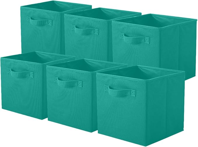 ShellKingdom Storage Bins, Foldable Fabric Storage Cubes And Cloth Storage Organizer Drawer For Closet And Toys, 6 Pack (Forest Green) by ShellKingdom