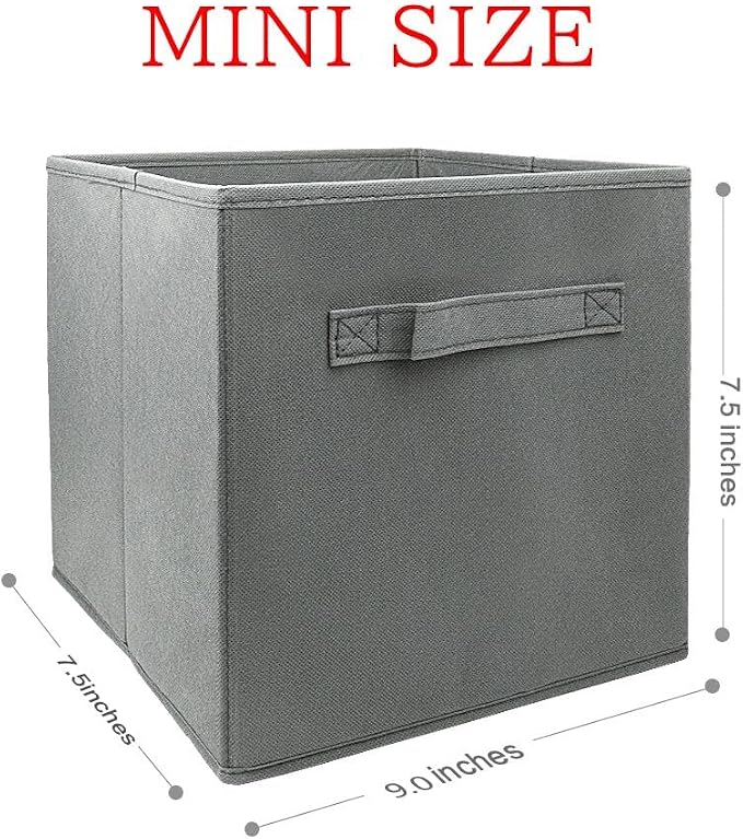 EBIGIC Mini Size 1-Pack Cube Storage Bins 9.0"x7.5"x7.5" Fabirc Foldable Closet Toy Organizer Collapsible Cloth Gray - Image 2