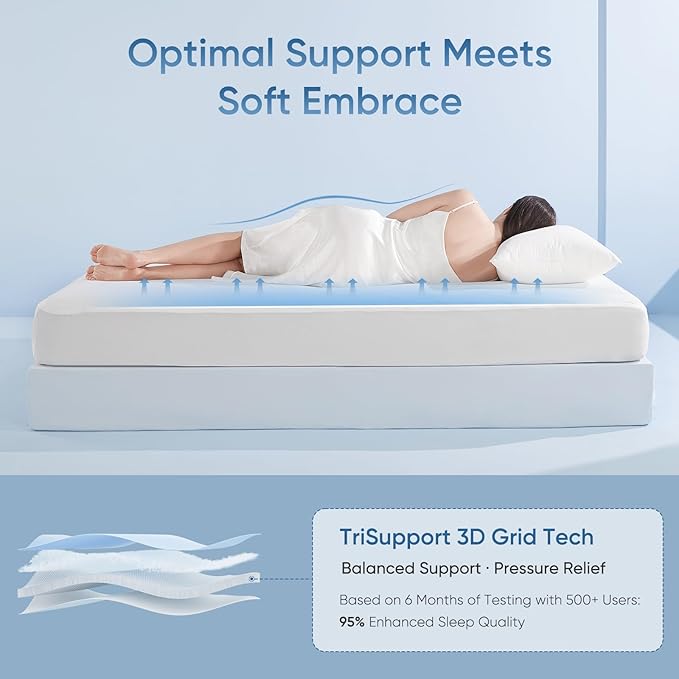 Elegear King Cooling Mattress Pad for Hot Sleepers, Waterproof Cold Mattress Topper with TriSupport 3D Tech Balanced Support & Enhanced Breathability, Soft Fluffy Bed Protector Deep Pocket Up to 16"