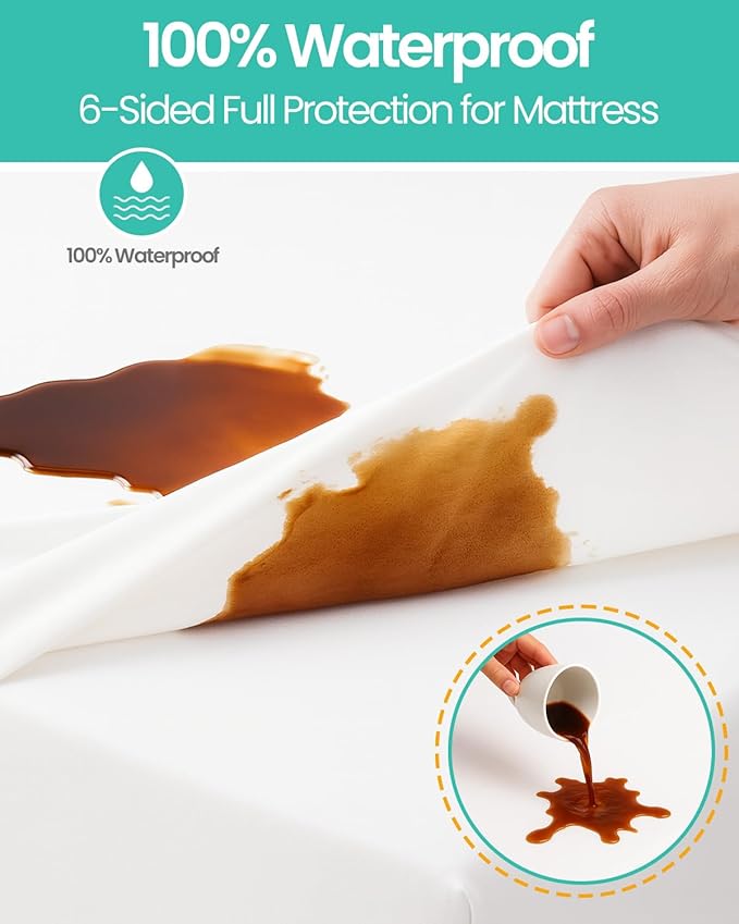 60"x80" Queen Mattress Protector(6-10 in. Deep) Waterproof Mattress Cover Zippered Soft Breathable Skin-Safe Encasement for Queen Bed Sheets