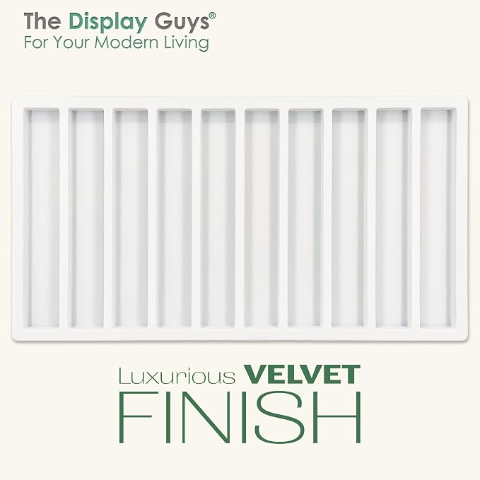 TheDisplayGuys For Your Modern Living 2-Pack 10-Compartments Vertical Flocked Velvet Jewelry Display Inserts - Tray/Case Liners - Bracelet Necklace Storage, (White) by The Display Guys - Image 3