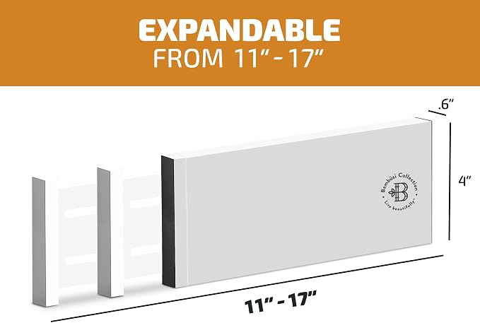 6-Pack Drawer Dividers 4 Inch High, 11”-17" Adjustable Bamboo Organizers Large Expandable Drawer Separators for Cloths, Dresser, Bedroom, Bathroom, Baby Drawer, Office & Kitchen Utensils (White) - Image 4