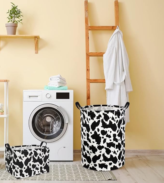 Cow Print Laundry Basket Baby Nursery Clothes Hamper Collapsible Toy Storage Bin Organizer with Handles for Kids,Boys and Girls Room Decor(Cow) - Image 5