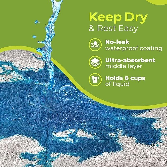 PeapodMats Bedwetting & Incontinence Waterproof Bed Mat - Reusable Underpad. Secure Placement & Breathable. Washable. Enviro Friendly 3x3 (Sage) Mattress Protector & Pee Pad for Kids & Adults