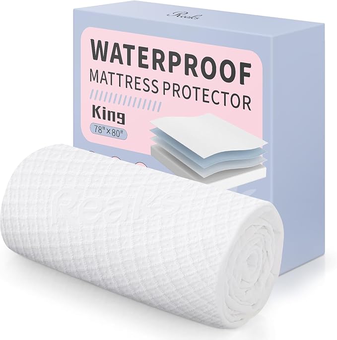 King Size Waterproof Mattress Protector Fitted Mattress Pad Cover with Deep Pocket Up to 18'' (Pack of 2)
