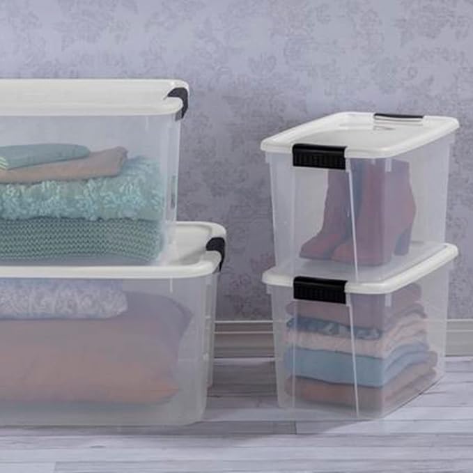 Sterilite 12-Pack 30 Quart Ultra Latch Box, Clear Storage Organizer Bins w/Latching Lids - Stackable Plastic Containers for Home Organization in Garage, Attic, Basement, and Closet - Image 6