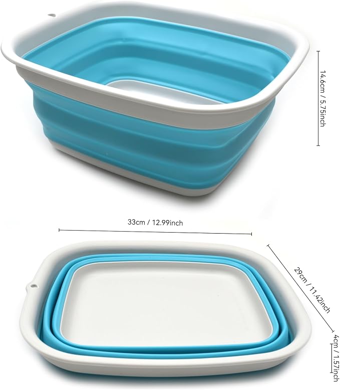 SAMMART 7.7L (2 Gallon) Collapsible Tub - Foldable Dish Tub - Portable Washing Basin - Space Saving Plastic Washtub (Bright Blue, S) - Image 3