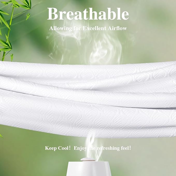 King Mattress Protector, Waterproof Mattress Pad Washable Rayon Mattress Cover Breathable Noiseless Bed Protector 3D Patterns 5" - 21'' Elastic Fitted Deep Pocket(White)