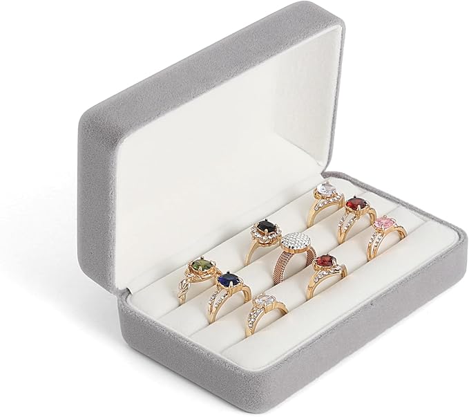 Small Ring Organizer Box. Ring Box for Multiple Rings, Travel Ring Jewelry Storage Case. Portable Ring Display Holder for Women (small grey) - Image 5