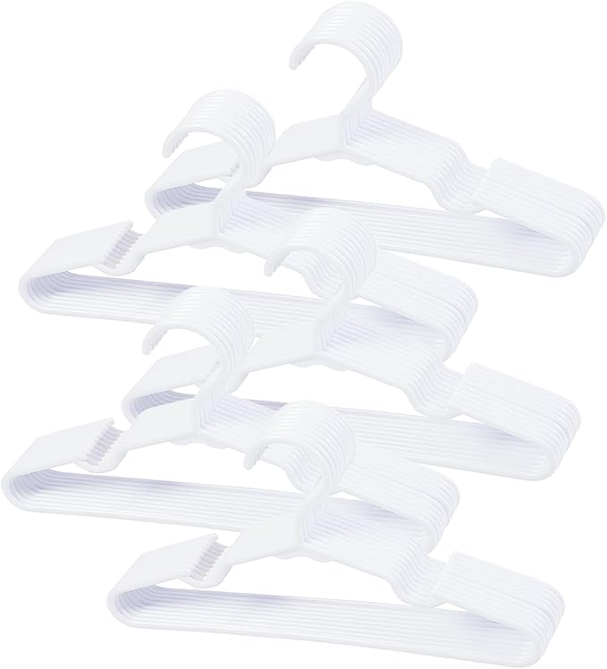 50 pcs White Baby Nursery Closet Hangers,Non-Slip Laundry Infant Pant Hanger for Newborn Clothes,Ultra-Thin Child Coat Hanger for Girl Boy Toddler Kids by VIIBASE