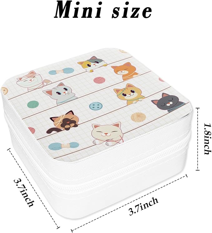 Cute Cat Travel Jewelry Organizer Cute Mini Jewelry Travel Case Small Jewellery Box Case Portable Earring Ring Storage Box Bracelet Organizer Christmas Birthday Gift for Mom Wife Daughter - Image 2