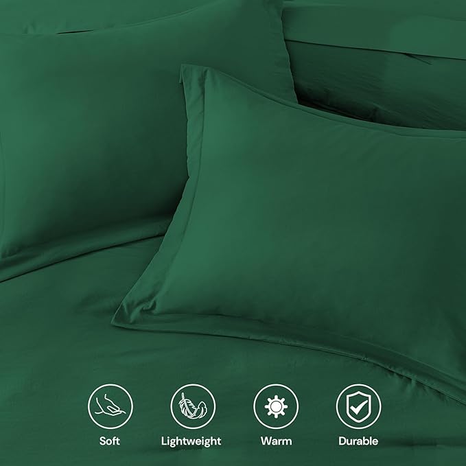 WRENSONGE King Size Comforter Set- 7 Pieces Soft Emerald Green Bed in a Bag King with Fitted Sheet, Flat Sheet, 2 Pillow Shams, and 2 Pillowcases-Warm King Bedding Set for All Season