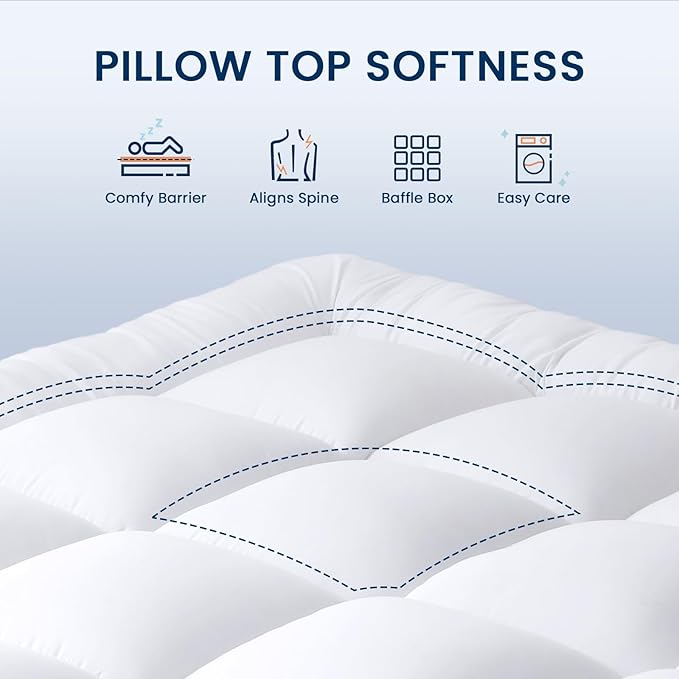 YUGYVOB Full Size Mattress Pad Extra Thick, Cooling, and Breathable Mattress Topper 8-21" Deep Pocket Soft Down Alternative Fi