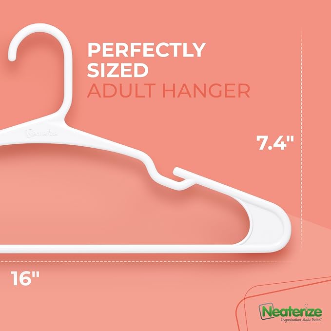 NEATERIZE Clothes Hangers Plastic 20 Pack For Adults - Plastic Hangers, The Perfect Coat Hanger and Space Saving Clothes Hangers for Closet, Percheros Ganchos para Colgar Ropa Hangars - Purple Hangers - Image 3