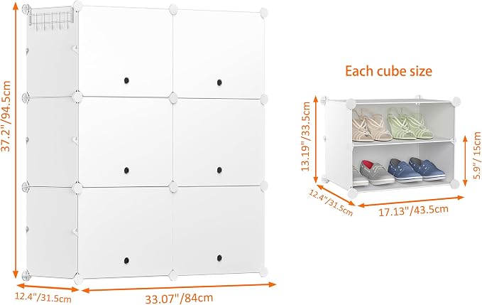 HOMIDEC Shoe Rack, 6 Tier Shoe Storage Cabinet 24 Pair Plastic Shoe Shelves Organizer for Closet Hallway Bedroom Entryway - Image 3