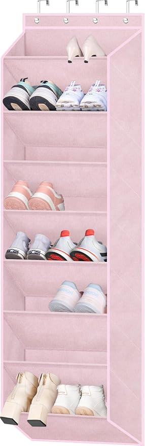 SLEEPING LAMB Over The Door Shoe Organizer for Closet, Kids Sneaker Storage for Hanging Shoe Rack for Door with Large Deep Pockets for Toddler, Girl, Baby Room Decor, Pink by SLEEPINGLAMB