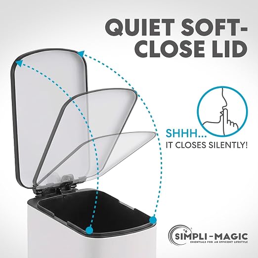 SIMPLI-Magic 6L/1.6G Stainless Steel Bathroom Trash Can with Hands-Free Foot Pedal, Quiet Soft-Close Lid, Compact Space-Saving Size - Image 4