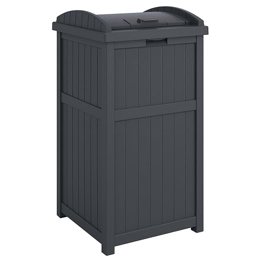 Suncast 4 Pack Outdoor Waste Bin Trash Hideaway Container with Latching Lid, 33 Gallon Capacity - Image 2