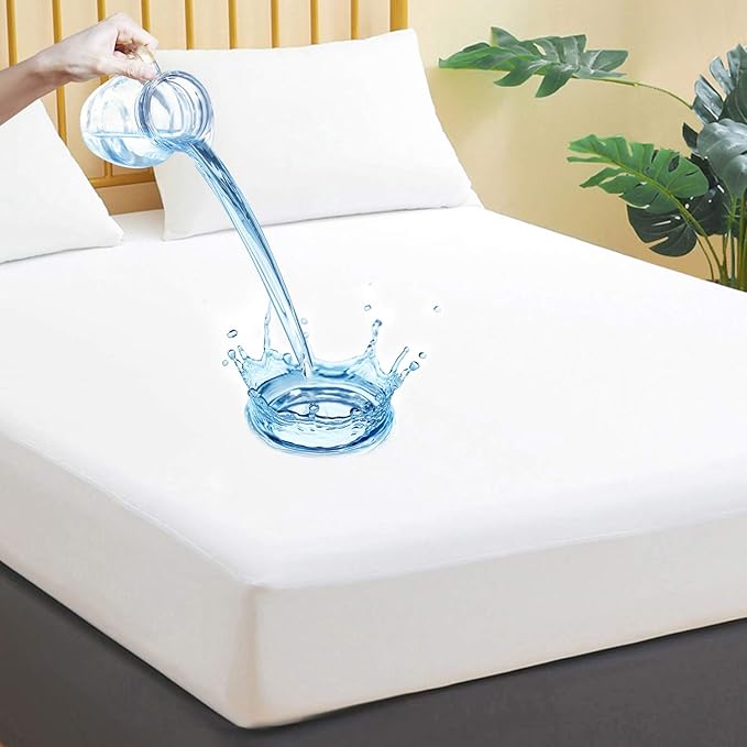 Waterproof Mattress Protector Twin XL Size, Breathable Mattress Cover, Fitted Deep Pocket Mattress Pad Cover Stretches up to 21 Inches, Soft Noiseless Bed Cover