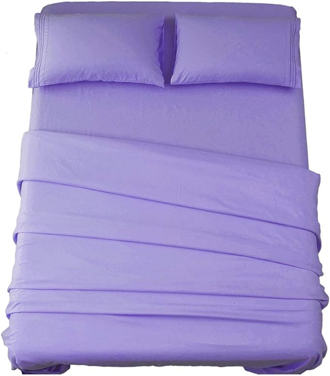 SONORO KATE Bed Sheet Set Super Soft Microfiber 1800 Thread Count Luxury Egyptian Sheets 16-Inch Deep Pocket，Wrinkle and Hypoallergenic-4 Piece (Lavender, King)