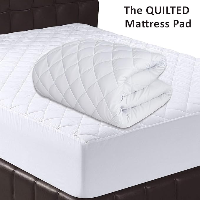 ZOYER Queen Mattress Cover, Quilted Waterproof Mattress Protector Queen Size, Hexagonal Design Mattress Pad Stretches Up to 16 Inches Deep Pocket, Breathable, Extra Soft Mattress Topper (White)