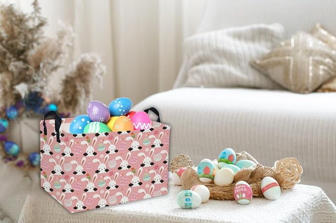 Easter Basket for Kids Gift Bunny Easter Basket Empty Baby Easter Basket for Boys and Girls Rectangular Toy Storage Basket Organizer Bin Box Cute Easter Egg Room Decor for Home - Image 6